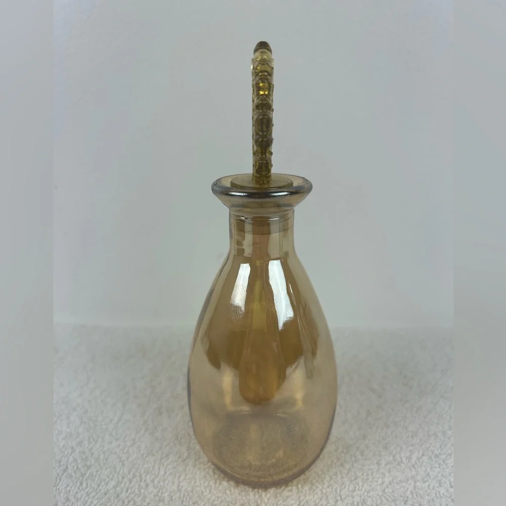 Amber Glass Decorative Bottle with Plastic Leaf Stopper - Home Accents
